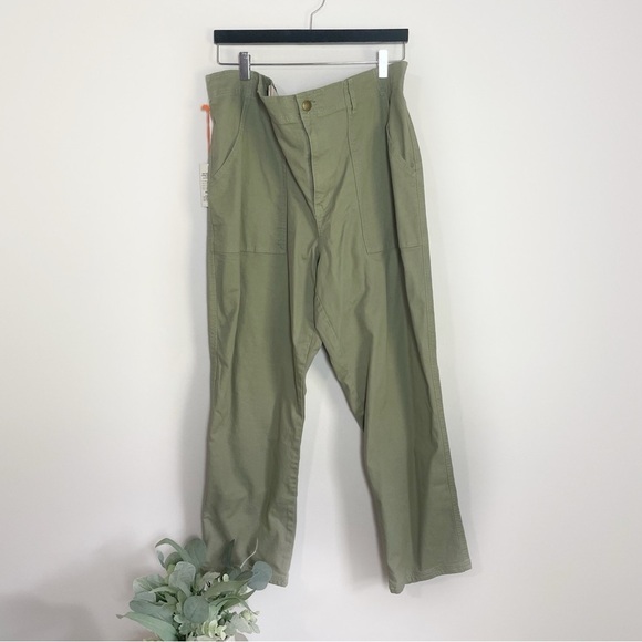 [Knox Rose] Women's Green High Rise Relaxed Straight Leg Cargo Pants - Picture 1 of 8